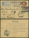 Great Britain 1911 Old Postcard Registered stationery to Coburg Germany DB.437