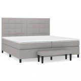 Cumpara ieftin Pat box spring cu saltea, gri deschis, 200x200 cm, textil