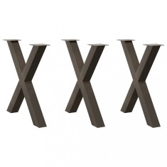 vidaXL Picioare de masă &icirc;n formă de X, 3 buc., oțel natural, 70x(72-73) cm