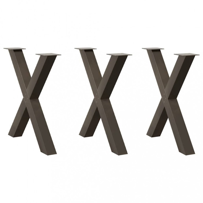 vidaXL Picioare de masă &icirc;n formă de X, 3 buc., oțel natural, 70x(72-73) cm 4012991
