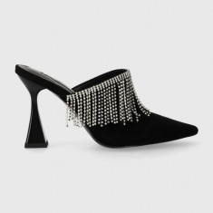 Karl Lagerfeld papuci din piele DEBUT II femei, culoarea negru, cu toc cui, KL32004
