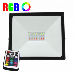 Proiector LED RGB 16 culori, 50W, IP65, cu telecomanda 21 taste foto