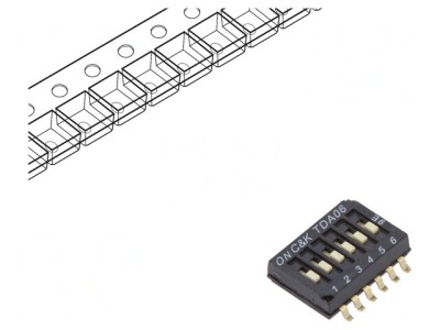Comutator DIP-SWITCH 6 Secțiuni OFF-ON 0,025A 24VDC foto