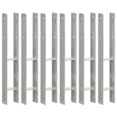 vidaXL Ancore de gard, 6 buc., argintiu, 8x6x60 cm, oțel galvanizat