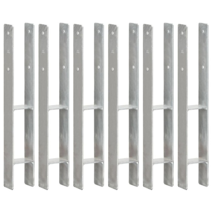 Ancore de gard, 6 buc., argintiu, 8x6x60 cm, oțel galvanizat