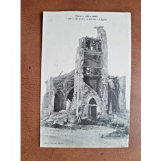 Carte postala. Guerre 1914-1918. Limey en Ruines, lEglise