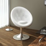 vidaXL Scaun de bar, alb, piele ecologică