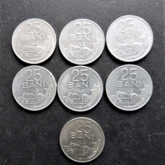 ROMANIA - 7 Monede 25 BANI - 6 din 1982 + 1 din 1966 (119)
