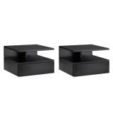 Set de 2 Noptiere Moderne Suspendate pentru Dormitor cu Sertar si Polita Superioara din Lemn 35x32x22.5cm Negru HOMCOM | Aosom RO