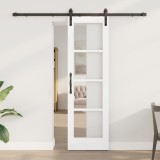 VidaXL Ușă glisantă cu set de accesorii &quot;ORKDAL&quot; Alb Lemn masiv &amp; Sticlă