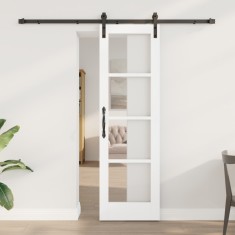 vidaXL U?a glisanta cu set de accesorii &amp;quot;ORKDAL&amp;quot; Alb Lemn masiv &amp;amp; Sticla foto