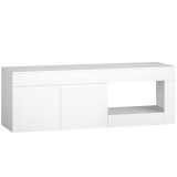 HOMCOM Lowboard TV modern pentru living cu 2 uși, compartiment deschis și m&acirc;nere, pentru televizoare de p&acirc;nă la 152,4 cm, 140 x 40 x 48 cm, Alb | Aoso