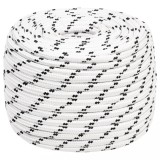 VidaXL Fr&acirc;nghie &icirc;mpletită pentru barcă, alb, 12 mm x 25 m, poliester