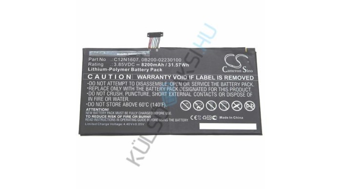 &Icirc;nlocuire baterie tabletă VHBW pentru Asus 0B200-02230100, 0B200-02230000, C12N1607 - 8200 mAh 3,85 V Li-polimer