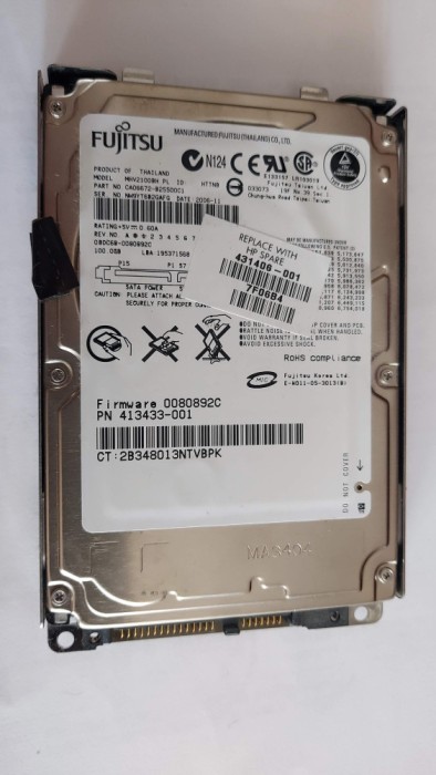 HARD FUJITSU 100 GB , PENTRU LEPTOP HP PAVILION DV6000 .