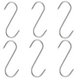 Set 6 carlige inox pentru afumare carne, macelarie, rezistente, sustinere grea, 16 cm, argintiu