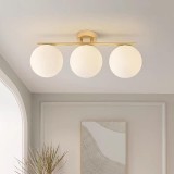 Lustra aurie cu Glob alb Moderna E27x3
