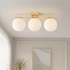 Lustra aurie cu Glob alb Moderna E27x3
