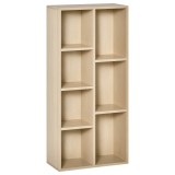 HOMCOM Bibliotecă de Lemn Raft de Cărți cu 7 Compartimente pentru Plante Fișiere 50x24x106 cm Roble | Aosom Romania
