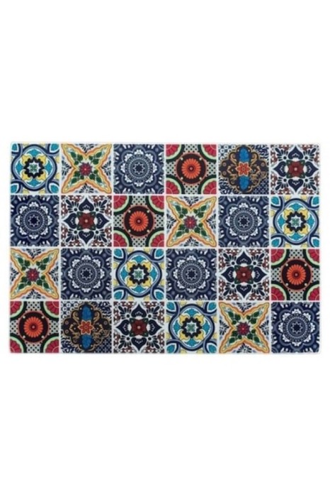 Tocător din sticlă pentru bucătărie, model multicolor, 30 x 20 cm