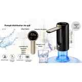 Pompa electrica apa ZYTEQ&reg;️, pliabila, afisaj LED, touch, USB-C, 1200mAh, 200/600/800ml, silentioasa, compatibila 5-19L, indicator baterie, neagra