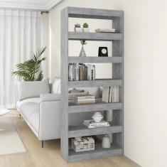 Gossi biblioteca/separator camera, gri beton, 80x30x198 cm, pal