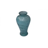 2 Vaze decorative din sticlă crackle &icirc;n nuanțe de albastru acvatic