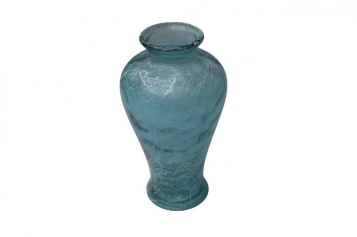 2 Vaze decorative din sticlă crackle &icirc;n nuanțe de albastru acvatic