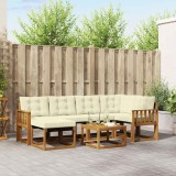 vidaXL Set de canapele de exterior cu pernă 7 pcs Natural și Crem 3368853
