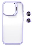 Husa Protectie din Policarbonat cu stativ si protectie camere, pentru iPhone 13, Mov, Oem
