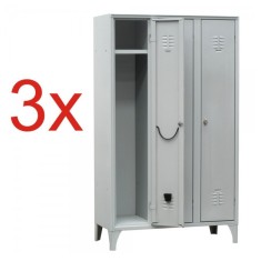 3x VESTIAR METALIC CU PICIOARE SI 3 USI 111/03, 1050x350x1800 mm (LxlxH), Italia