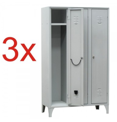 3x VESTIAR METALIC CU PICIOARE SI 3 USI 111/03, 1050x350x1800 mm (LxlxH), Italia foto