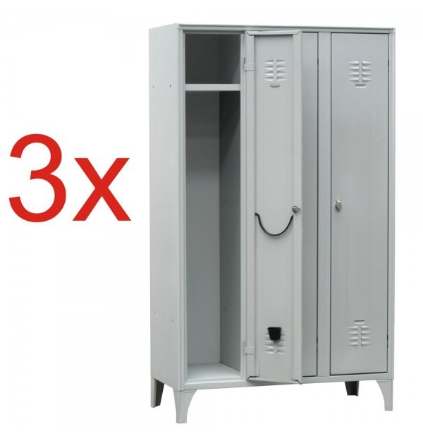 3x VESTIAR METALIC CU PICIOARE SI 3 USI 111/03, 1050x350x1800 mm (LxlxH), Italia