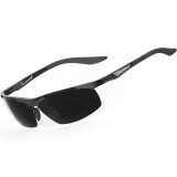 Ochelari de soare polarizați SIPLION pentru bărbați, ramă metalică ultralight, de ne&icirc;nfr&acirc;nt, 100% UV400, negri, CAT 3 CE