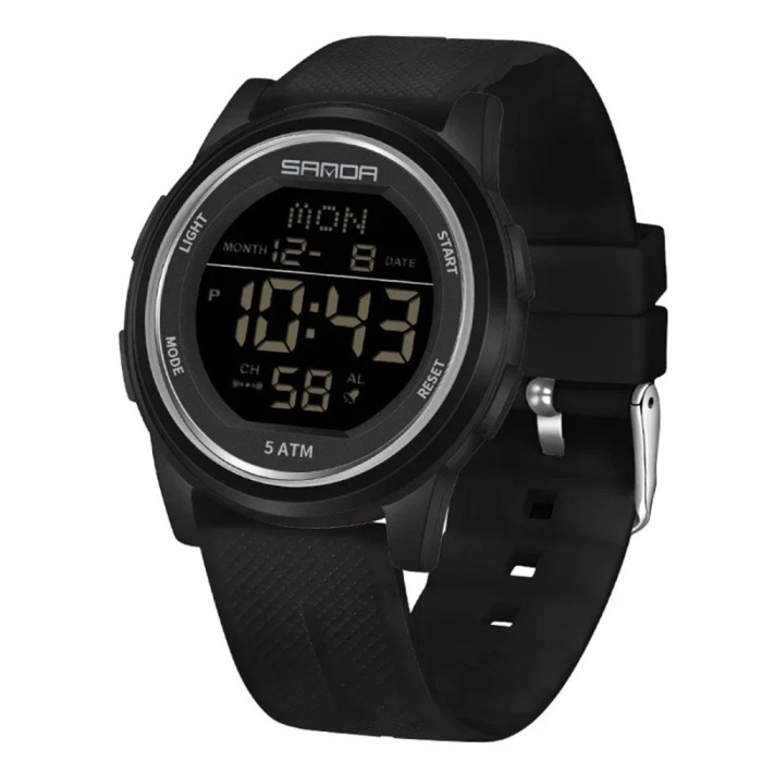 Ceas Copii Sanda 6182 Negru , Design Sport, Digital, Afisaj Data, Alarma, Rezistent la Apa 5ATM