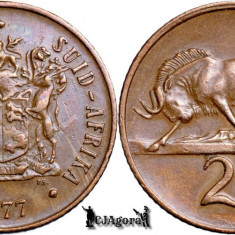 1977, 2 Cents (Hern#D67; 'T.S.') - Africa de Sud
