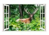 Sticker decorativ, Fereastra 3D, Cerb, 85 cm, 308STK, natura si peisaje
