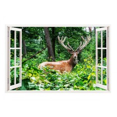 Sticker decorativ, Fereastra 3D, Cerb, 85 cm, 308STK