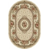 Covor Oval Model Lotos 571-100, Marime 80 x 150 cm, Crem, Inaltime Fir 8 mm, Antialergic, Polipropilena, Living, Dormitor, Sufragerie, Birou