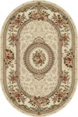 Covor Oval Model Lotos 571-100, Marime 80 x 150 cm, Crem, Inaltime Fir 8 mm, Antialergic, Polipropilena, Living, Dormitor, Sufragerie, Birou