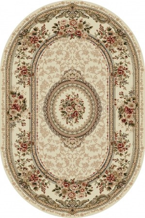 Covor Oval Model Lotos 571-100, Marime 80 x 150 cm, Crem, Inaltime Fir 8 mm, Antialergic, Polipropilena, Living, Dormitor, Sufragerie, Birou