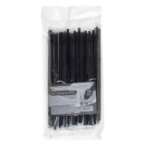 Paie reutilizabile drepte din plastic negru, 100 buc, 4x180 mm, ambalate individual, CMCLASS