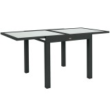 Outsunny Masă Extensibilă de Grădină de Dimensiuni Mari dim. desfășurate 160 x 80 x 75 cm Aluminiu Blat Sticlă Securizată Transparent | Aosom Romania