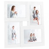 Ramă foto colaj vidaXL, alb, 4 poze (10x15 cm), MDF, decor perete/masă