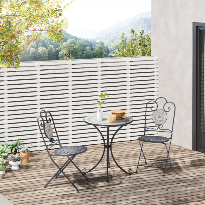 Outsunny Set de mobila pentru exterior cu 3 piese, cu masa si scaune pliabile