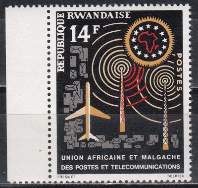 Ruanda 1963 - A 2-a aniversare a Uniunii Poștelor și Telecom. din Africa, MNH foto