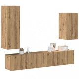VidaXL Set dulap TV 4 piese montat pe perete Stejar artizanal