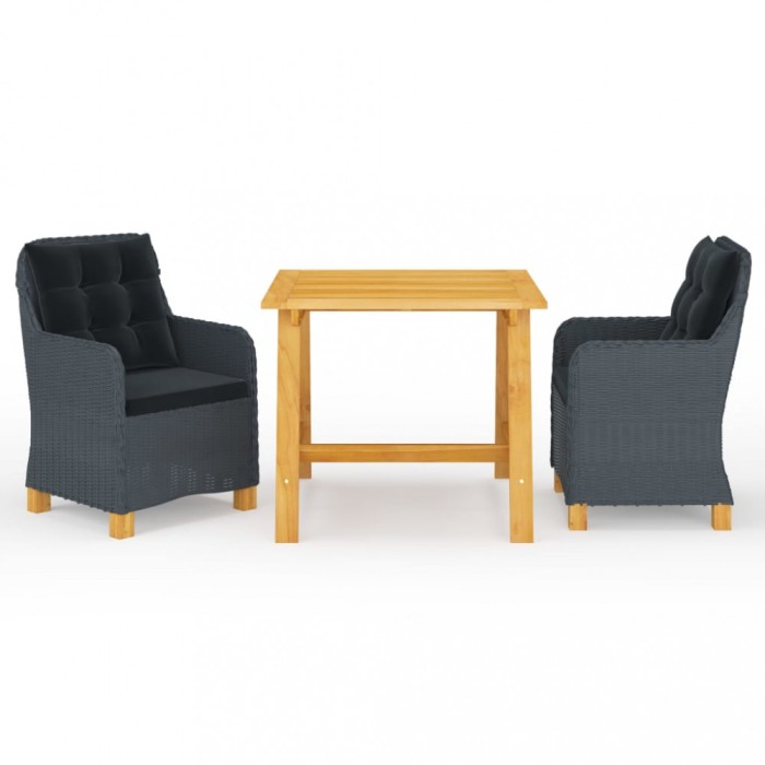 Gossi set de masa pentru gradina, 3 piese, gri inchis