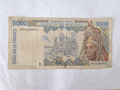 Africa de Est Mali 5000 Francs 2001 foto