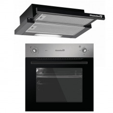 Pachet Cuptor electric incorporabil Hausberg HB-8043IN, 57L, 2000W, Clasa A , Inox + Hota incorporabila telescopica Hausberg HB-1285NG, putere de abso foto